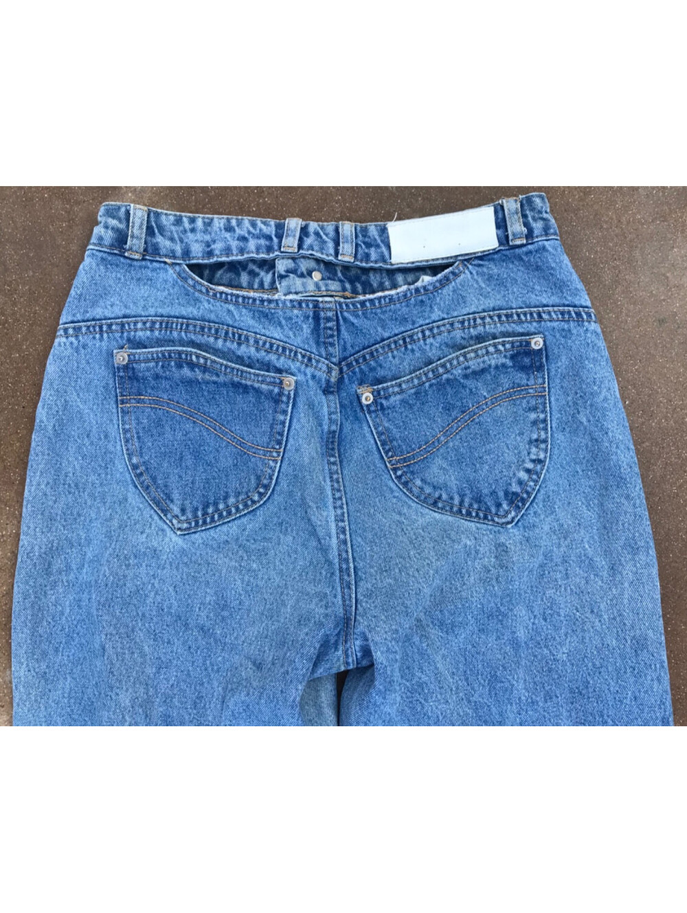 Oh Polly Women's Baggy High Rise Distressed Denim Blue Jeans Y2K Style Open Back - Picture 3 of 13